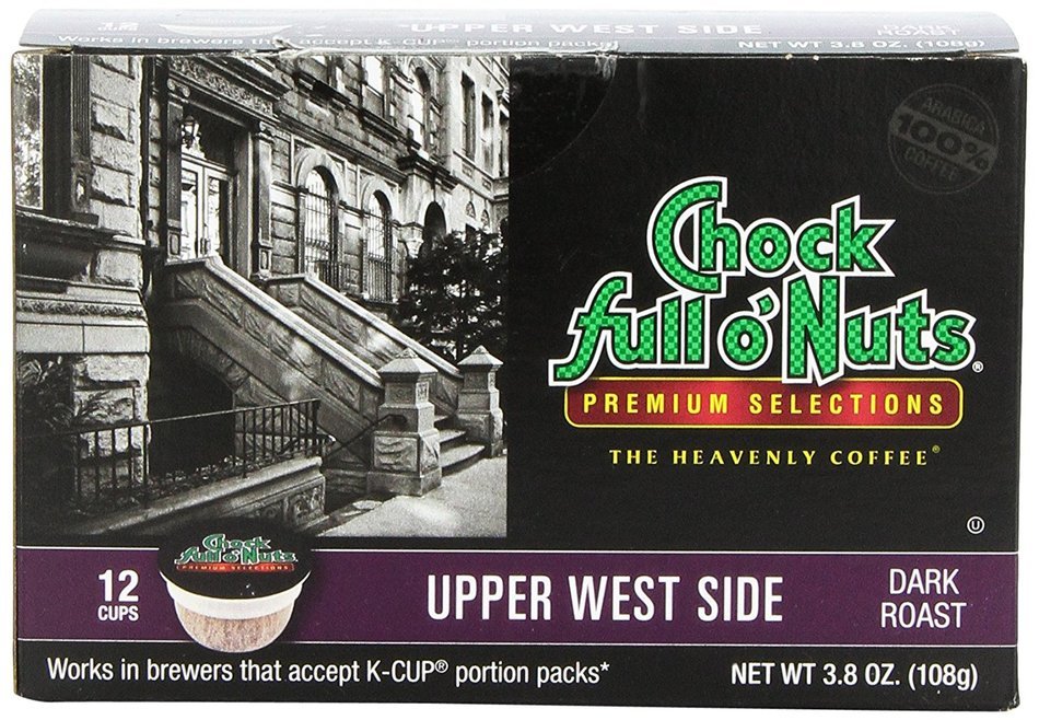 Chock full o'Nuts Coffee 100% Colombian Medium Roast, 12 Single Serve Cups, 3.8 Ounce N15