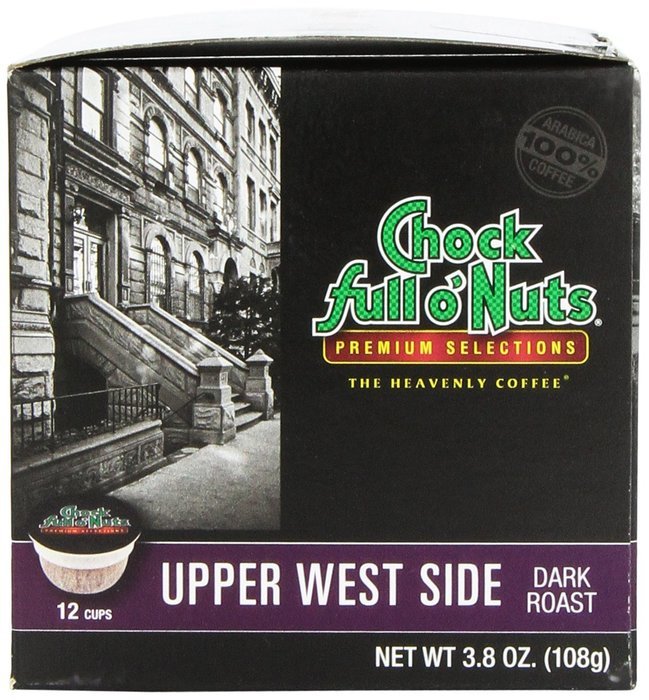 Chock full o'Nuts Coffee 100% Colombian Medium Roast, 12 Single Serve Cups, 3.8 Ounce N18