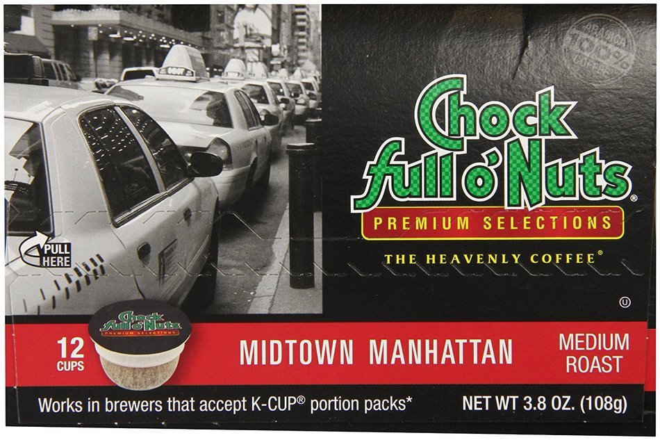 Chock full o'Nuts Coffee 100% Colombian Medium Roast, 12 Single Serve Cups, 3.8 Ounce N28