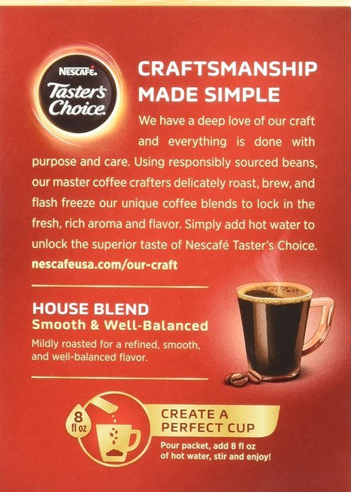 Nescafe Taster's Choice Instant Coffee, House Blend, 6 Count (Pack of 12) N5
