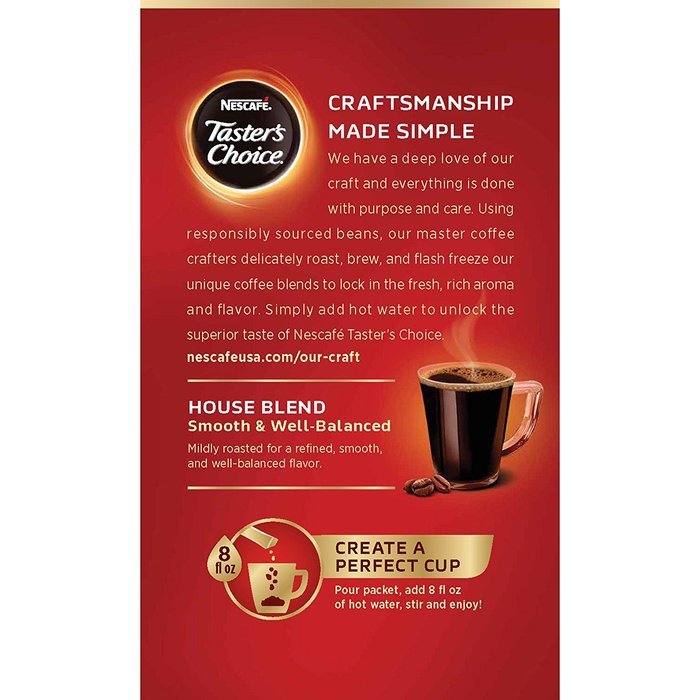 Nescafe Taster's Choice Instant Coffee, House Blend, 6 Count (Pack of 12) N9