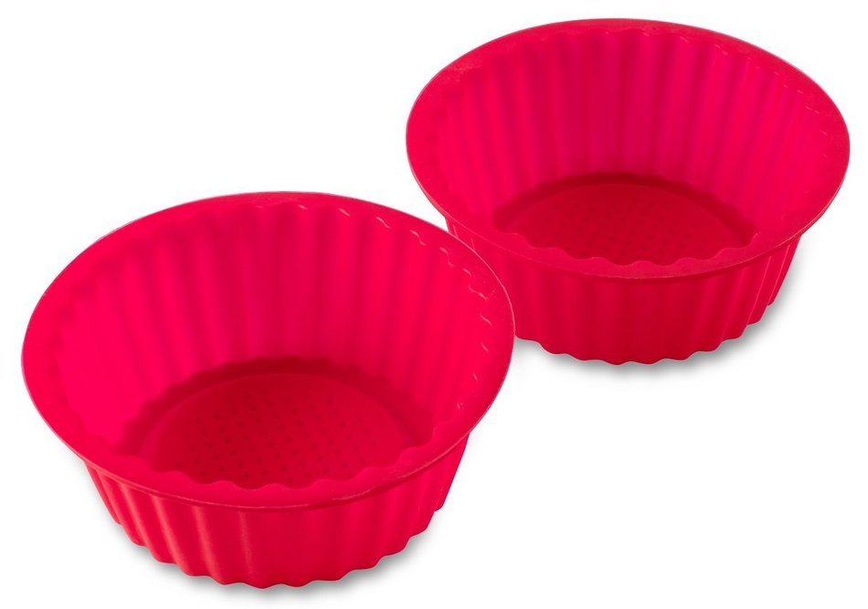 2 Pack 6" Red Color Silicone Baking Pan, Ideal For Cake, Muffin, Cupcake, Brownie And Cornbread Mold Pan. Non-Stick...