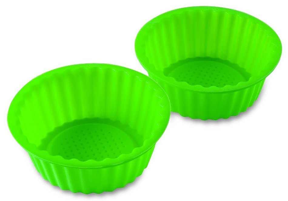 2 Pack 6" Red Color Silicone Baking Pan, Ideal For Cake, Muffin, Cupcake, Brownie And Cornbread Mold Pan. Non-Stick... N2