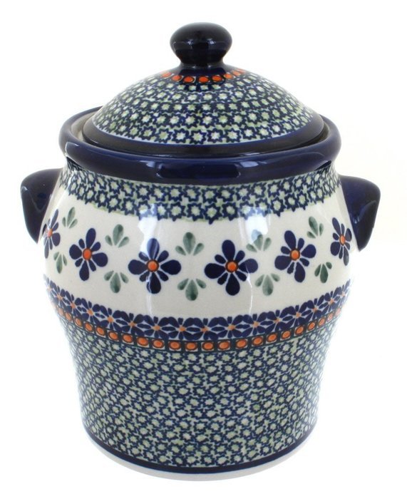 Polish Pottery Mosaic Flower Large Canister