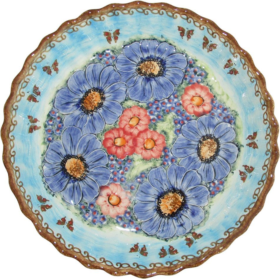 Boleslawiec Stoneware - Polish Pottery Pie Plate or Quiche Baker - Eva's Collection "Blue Sky Meadow"