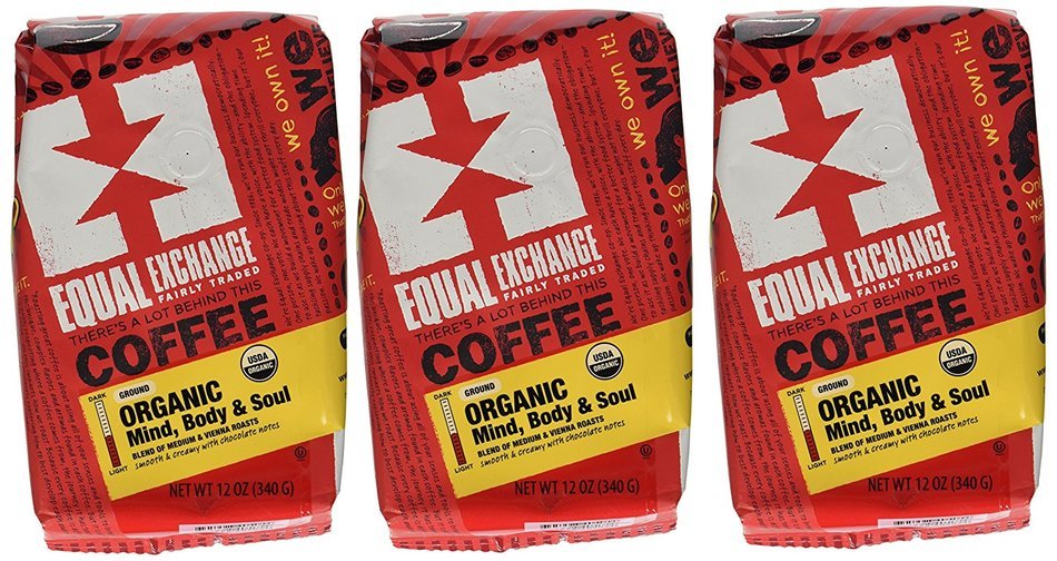 Equal Exchange Organic Coffee, Mind Body Soul, Ground, 12-Ounce Bag N3