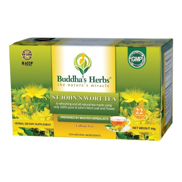 Buddha's Herbs Pure St John Wort's Flower Tea - 22-Count Tea Bags (2 Pack) - 100 % Natural N2