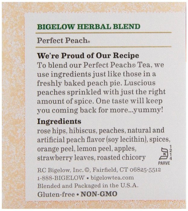 Bigelow Perfect Peach Tea Bags, 20 ct N2