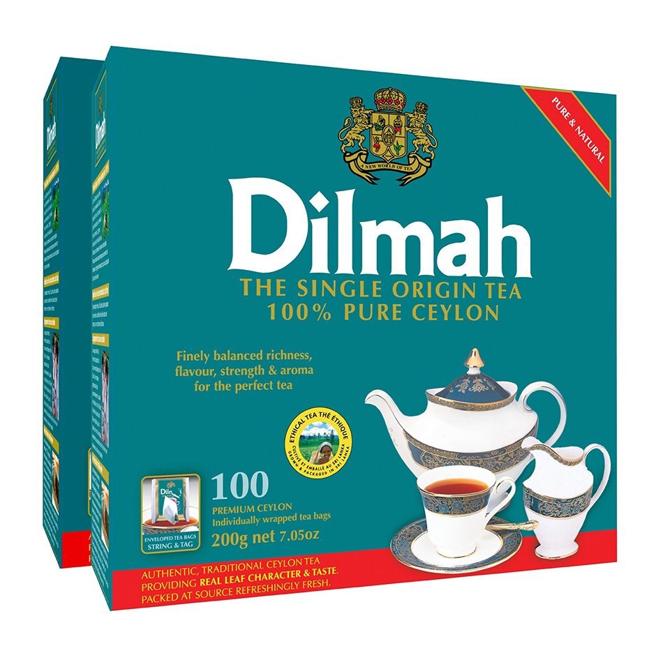Dilmah, Premium, Ceylon Tea, Individually Paper Wrapped Teabags, 100-Count, in a display box (Pack of 2)
