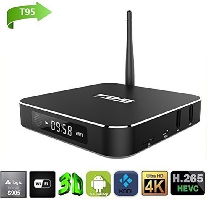 [2016 Latest Version] HONGYU T95 Android 5.1 Lollipop TV Box Amlogic S905 Quad-core 1GB 8GB 4K2k HD Decoding Kodi16.0...