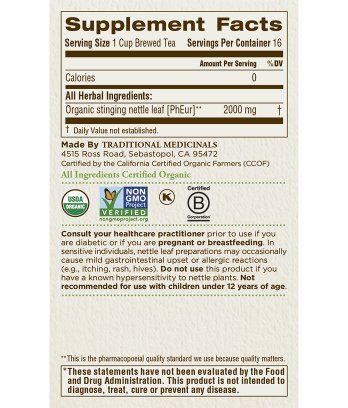 Traditional Medicinals Organic Nettle Leaf Herbal Tea -- 16 Tea Bags Each / Pack of 2 N2
