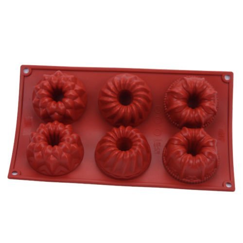 New Silicone Mold Baking Mould 6-Cavity Vermeil Mini Fancy Bundt Savarin Cake Pan N2