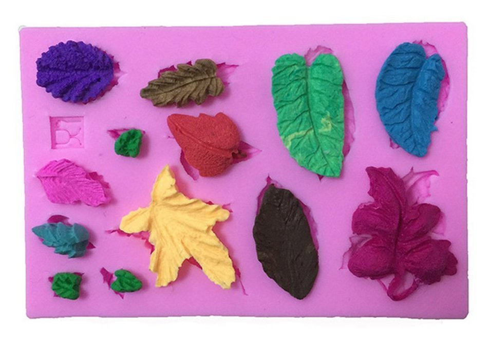 BleuMoo Leaves Shaped Silicone Fondant Mould Cake Decor Baking Icing Sugarcraft Mold N3