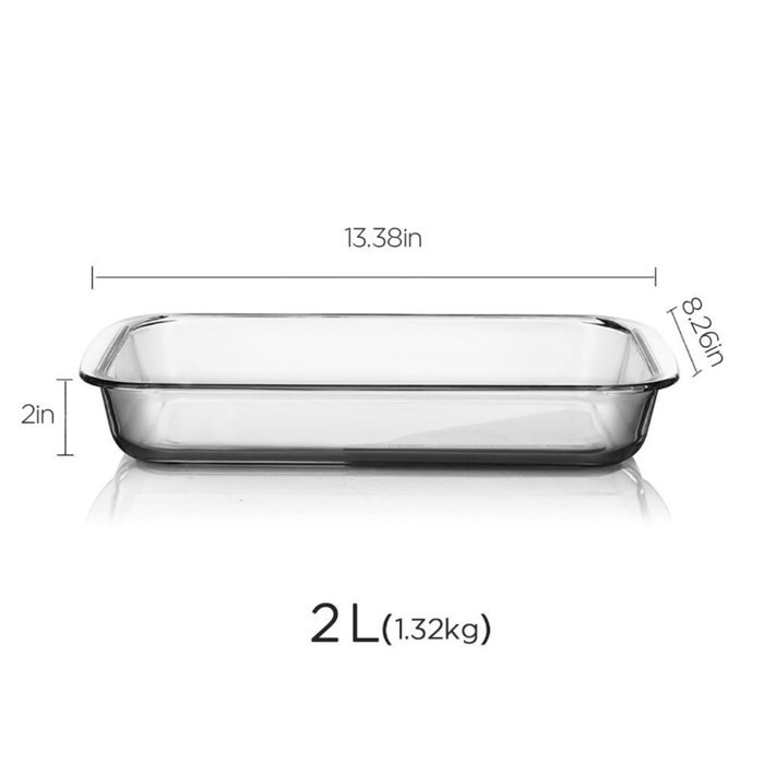 Glass Bakeware, Glencreag 1 Liter Clear Oblong Tempered Glass Baking Dish with Easy Grip Handles, Heat-resistant... N3