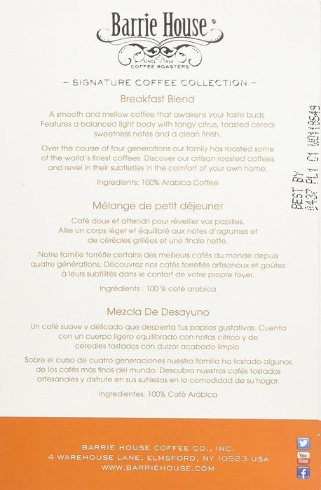Barrie House Breakfast Blend Single Cup Capsule, 24 Capsules N3