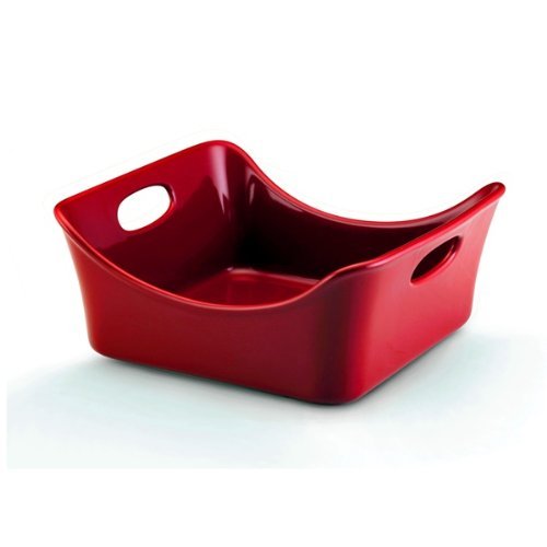 Rachael Ray Stoneware 9"-by-9" Square Bubble and Brown Baker, Red