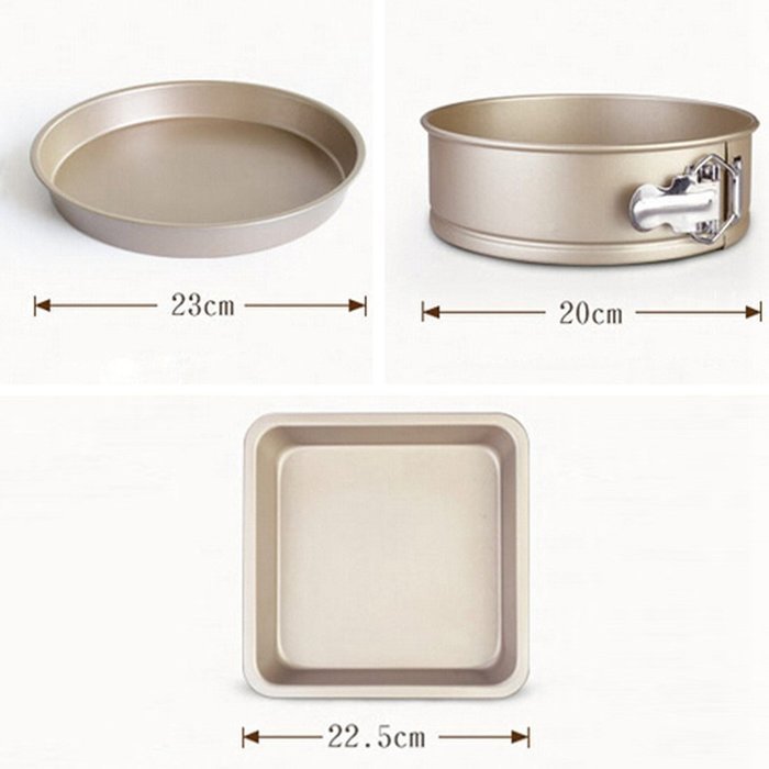 Qianle 3-Piece Nonstick Premium Bakeware Set Home Baking Pan Set Gold N9