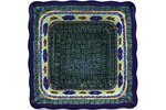 Polish Pottery Square Bowl 9-inch Circle The Garden UNIKAT N2