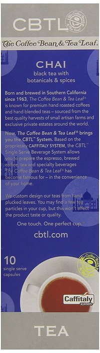 CBTL Chai Tea Capsules By The Coffee Bean & Tea Leaf, 10-Count Box N5