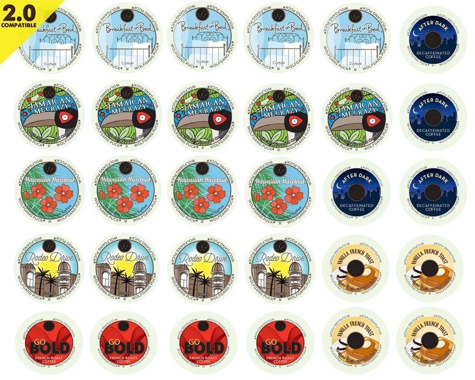 30-count WOLFGANG PUCK Coffee Single Serve cups For Keurig K cup Brewer Variety Pack Sampler