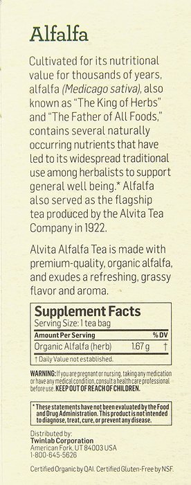 Alvita Organic Alfalfa Herbal Tea Bags, 24 Count N4
