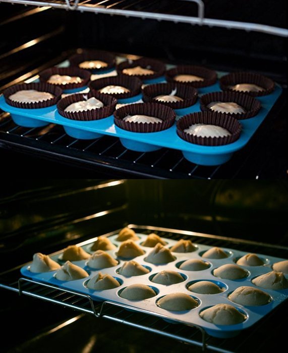 Bigear Silicone Mold Cupcake Pans Set of 2, One 12 Cup Size & One 24 Cup Mini Size, Non stick Muffin Baking Pans... N5