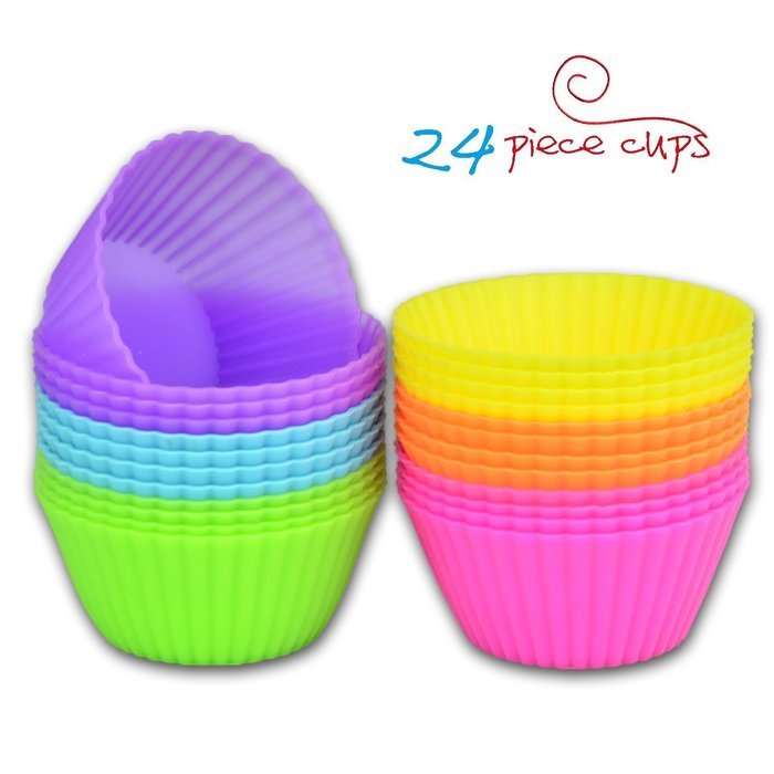 Bigear Silicone Mold Cupcake Pans Set of 2, One 12 Cup Size & One 24 Cup Mini Size, Non stick Muffin Baking Pans... N10