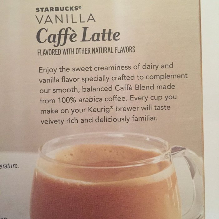 Starbucks - K Cups 6 ct - Vanilla Caffe' Latte - ( Pack of 2 ) N5