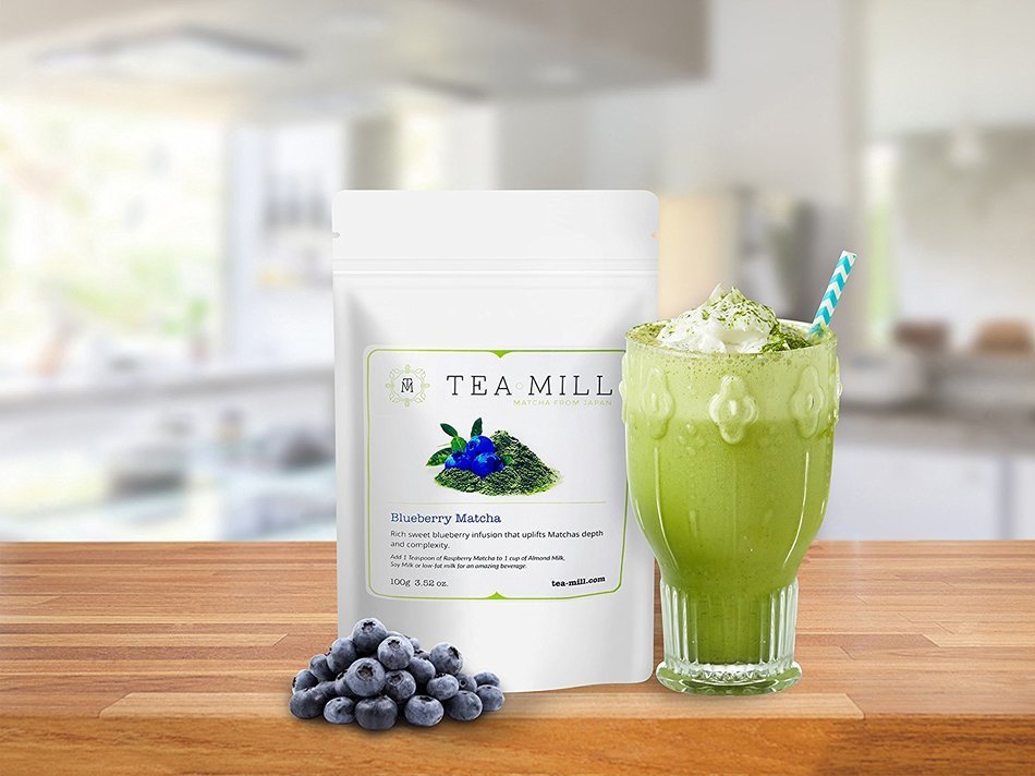 Tea-Mill Matcha Organic Japanese Green Tea Powder (100% USDA and JAS Certified), Blueberry N2