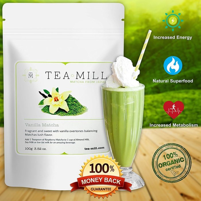 Tea-Mill Matcha Organic Japanese Green Tea Powder (100% USDA and JAS Certified), Blueberry N15