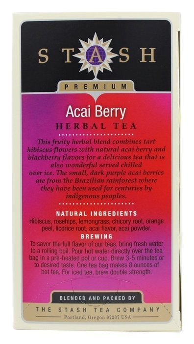 Stash Tea - Premium Caffeine Free Herbal Tea Acai Berry - 18 Tea Bags N3