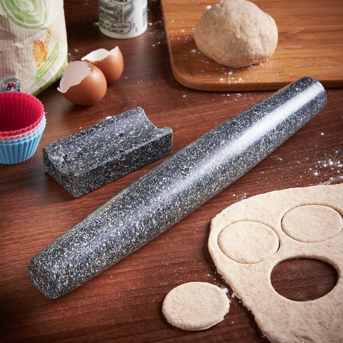 VonShef Premium Granite Tapered French Rolling Pin and Stand Set N2