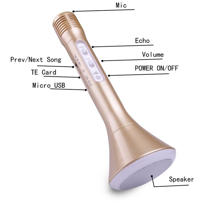 INHDBOX Mobile Wireless Microphone-Colorful Music Light ,Wireless Bluetooth Karaoke Player Microphone Speaker... N4