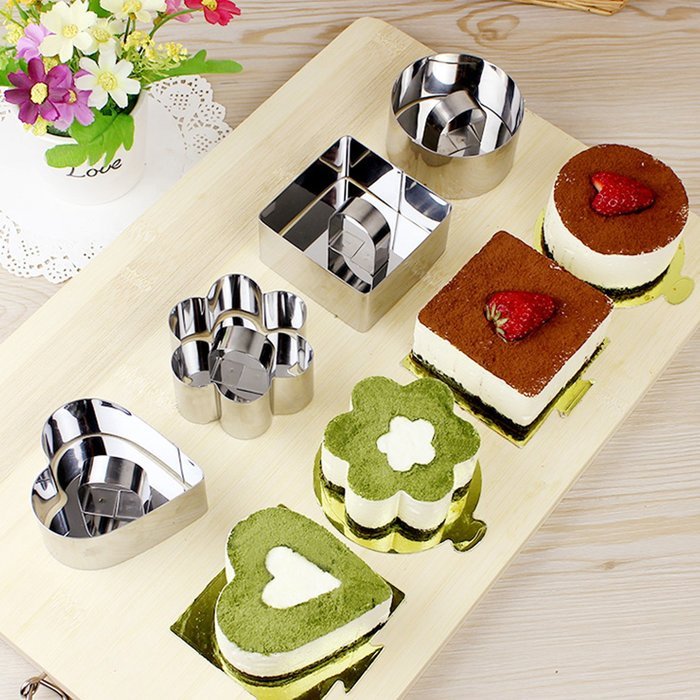 Mousse Cake Molds for Desserts Making ,Stainless Steel Cake Mousses Cutters , Egg Mousse Ring Cookie Cutter Pastry... N2