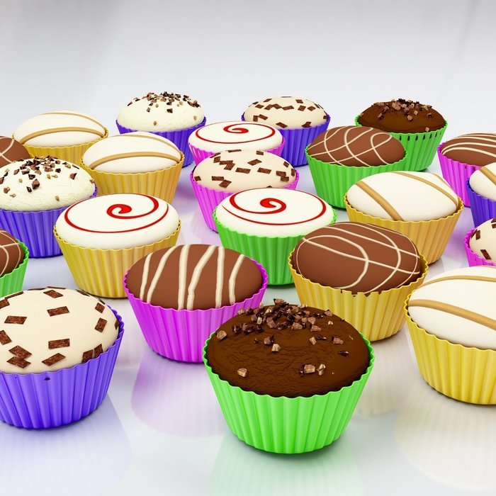 VOVOV Premium Silicone Baking Cups - 12 Reusable Cupcake Liners / Muffin Cups in 6 Beautiful Colors N3