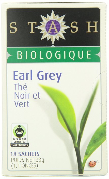 Stash Tea Organic Earl Grey Black and Green Tea, 18 Count Tea Bags in Foil (Pack of 6) N2