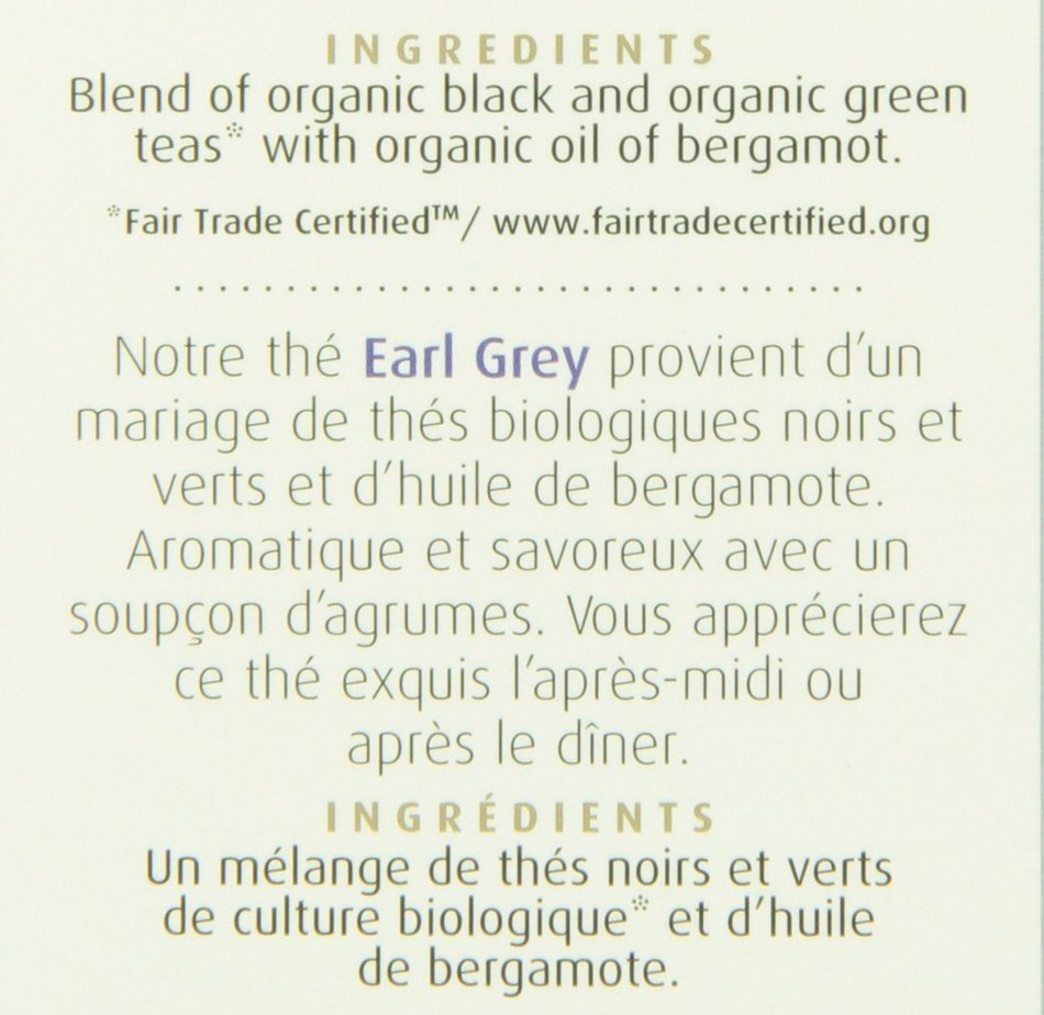 Stash Tea Organic Earl Grey Black and Green Tea, 18 Count Tea Bags in Foil (Pack of 6) N6
