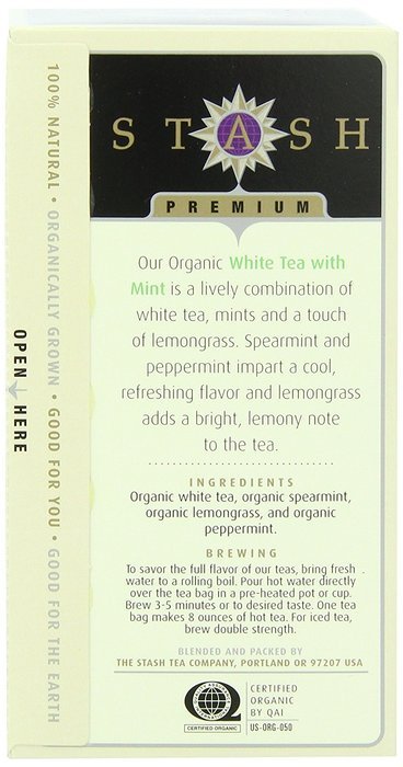 Stash Tea Organic Earl Grey Black and Green Tea, 18 Count Tea Bags in Foil (Pack of 6) N10