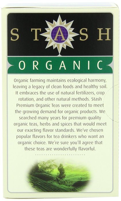 Stash Tea Organic Earl Grey Black and Green Tea, 18 Count Tea Bags in Foil (Pack of 6) N16