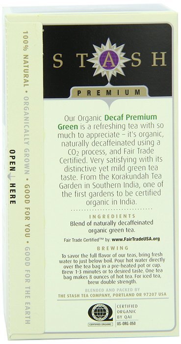 Stash Tea Organic Earl Grey Black and Green Tea, 18 Count Tea Bags in Foil (Pack of 6) N21