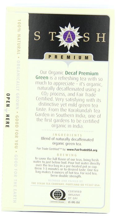Stash Tea Organic Earl Grey Black and Green Tea, 18 Count Tea Bags in Foil (Pack of 6) N22