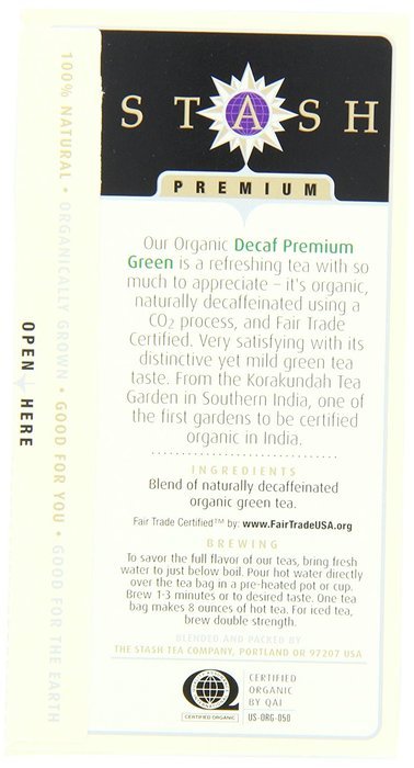 Stash Tea Organic Earl Grey Black and Green Tea, 18 Count Tea Bags in Foil (Pack of 6) N25