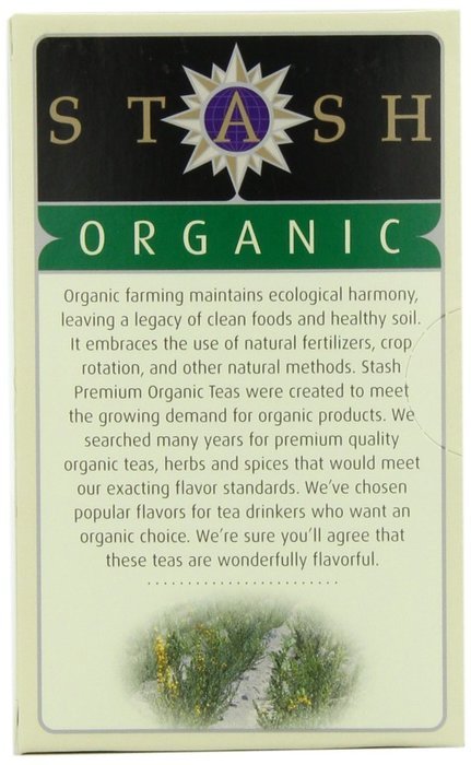 Stash Tea Organic Earl Grey Black and Green Tea, 18 Count Tea Bags in Foil (Pack of 6) N29