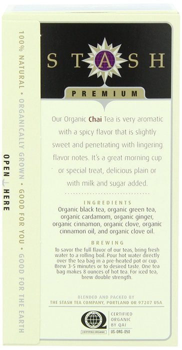 Stash Tea Organic Earl Grey Black and Green Tea, 18 Count Tea Bags in Foil (Pack of 6) N37