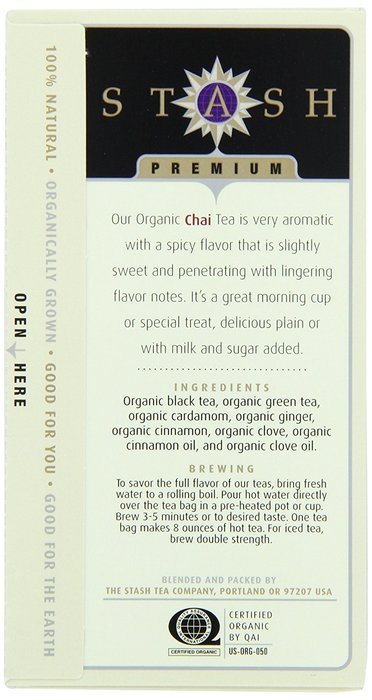 Stash Tea Organic Earl Grey Black and Green Tea, 18 Count Tea Bags in Foil (Pack of 6) N38