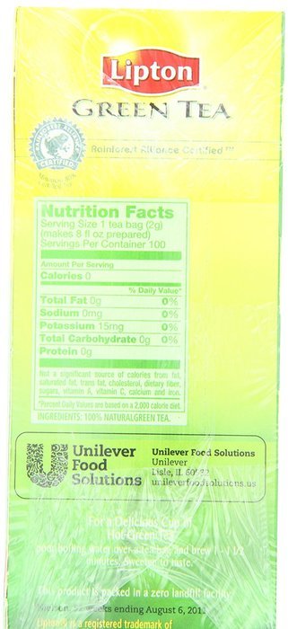 Lipton Green Tea, 100 Percent Natural 100 ct N5