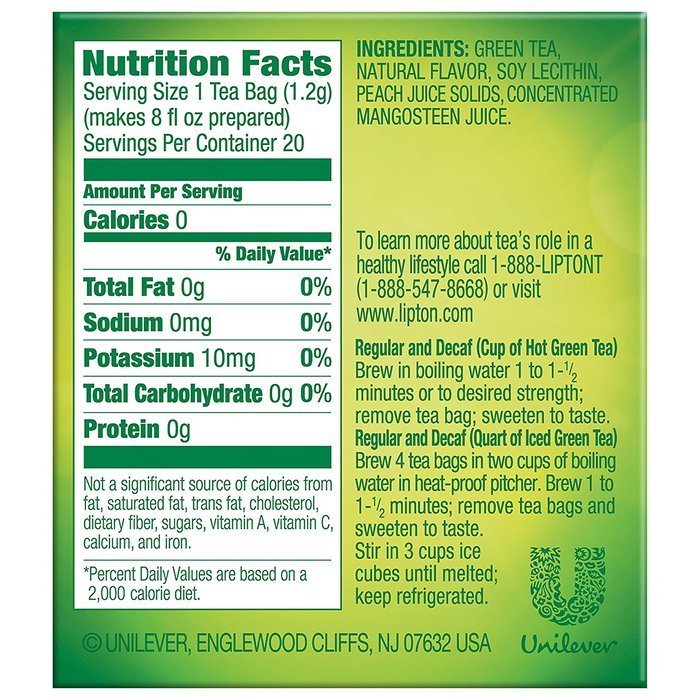 Lipton Green Tea, 100 Percent Natural 100 ct N14