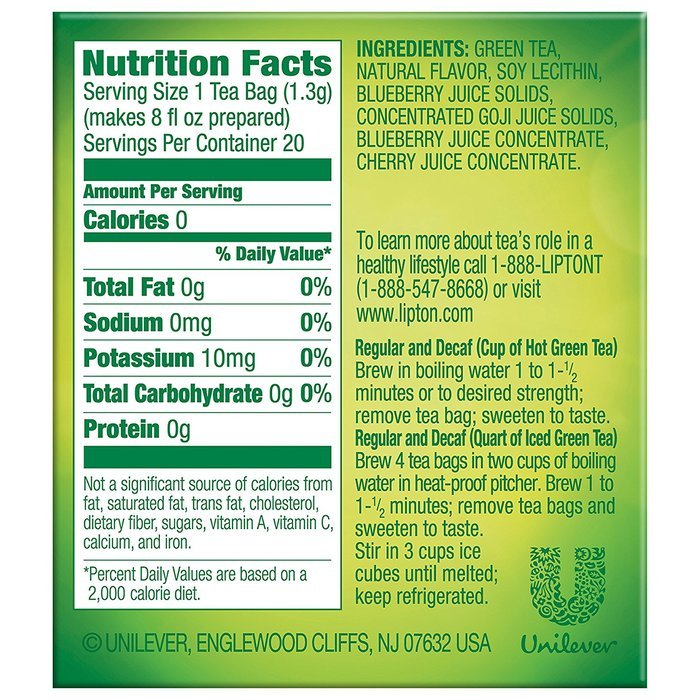 Lipton Green Tea, 100 Percent Natural 100 ct N77
