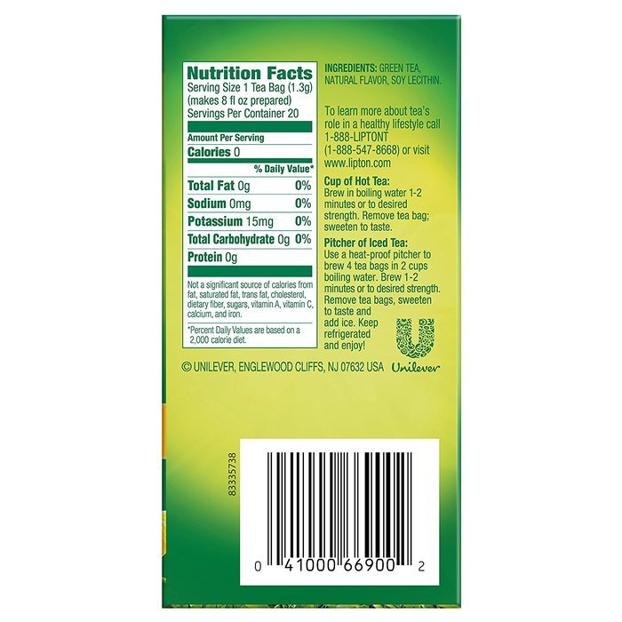 Lipton Green Tea, 100 Percent Natural 100 ct N109