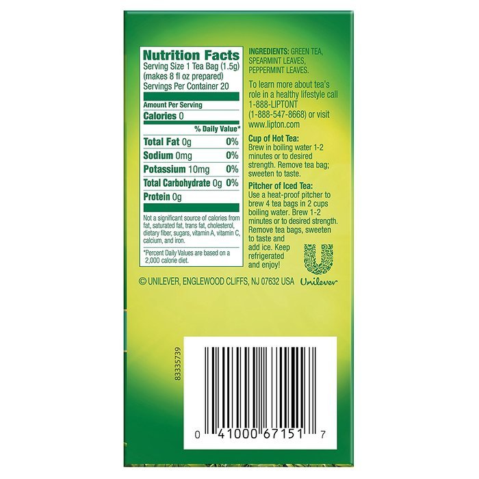 Lipton Green Tea, 100 Percent Natural 100 ct N117